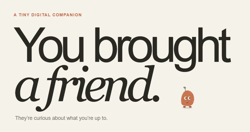 Cursor Pet's warm cream introduction: You brought a friend, beside a small orange companion.