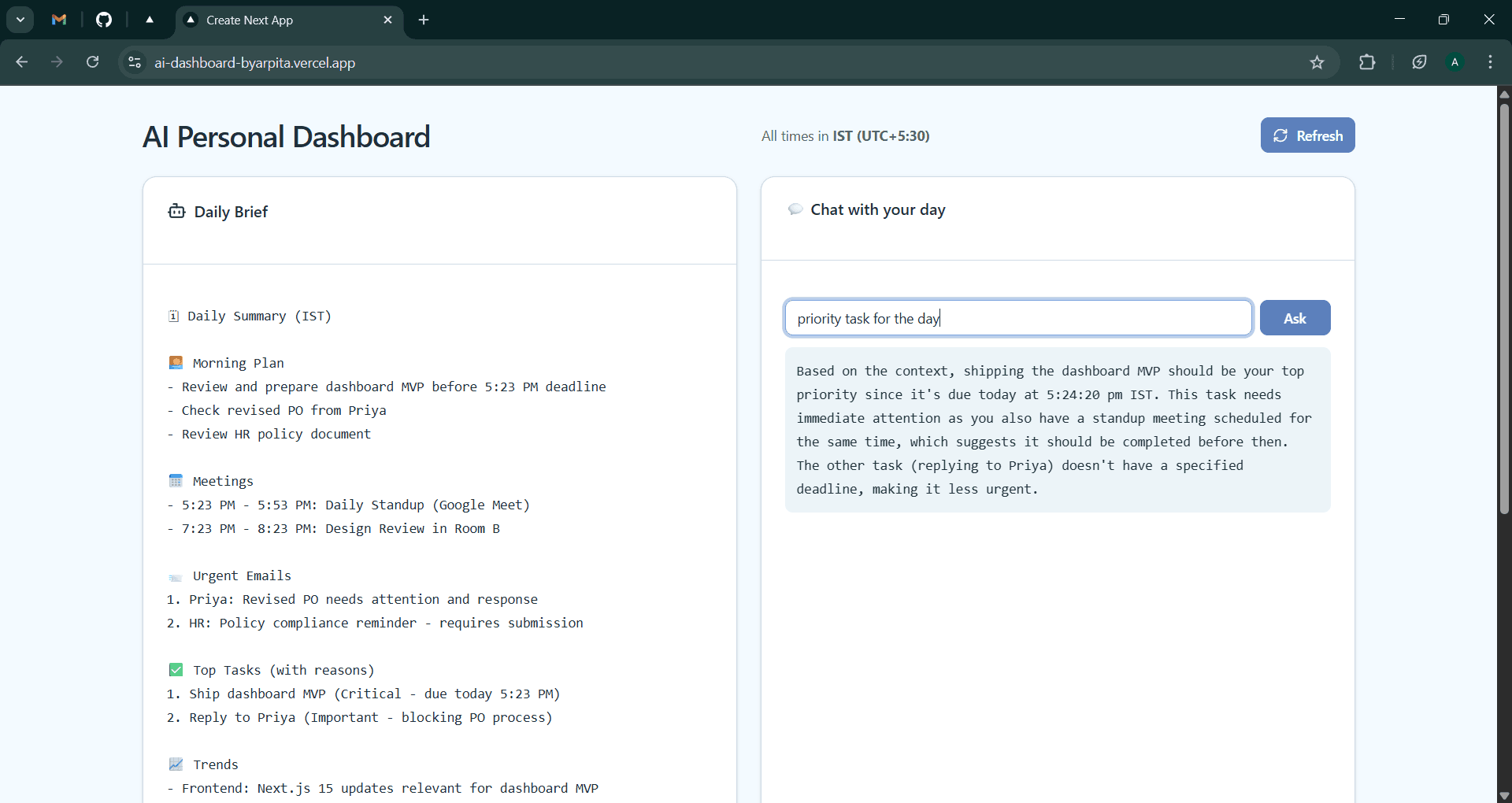 AI Personal Dashboard
